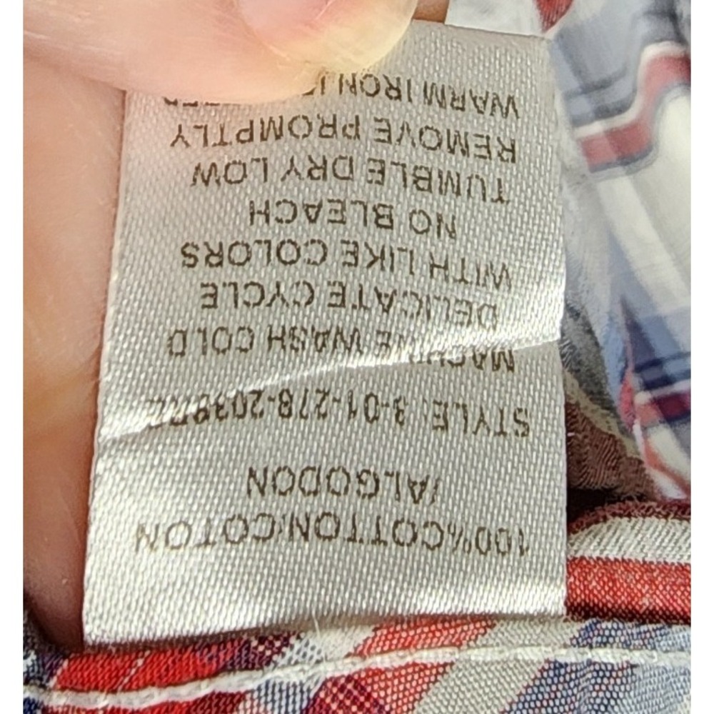 Roper Mens XL Red White Blue Plaid‎ Long Sleeve Western Snap Shirt Country Chore - Picture 6 of 9